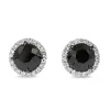 18ct White Gold White and Black Diamond Halo Stud Earrings
