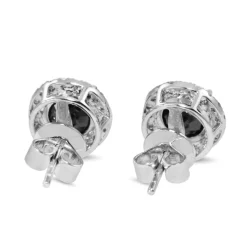 18ct White Gold White and Black Diamond Halo Stud Earrings