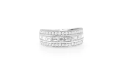 9ct White Gold Wide Diamond Band