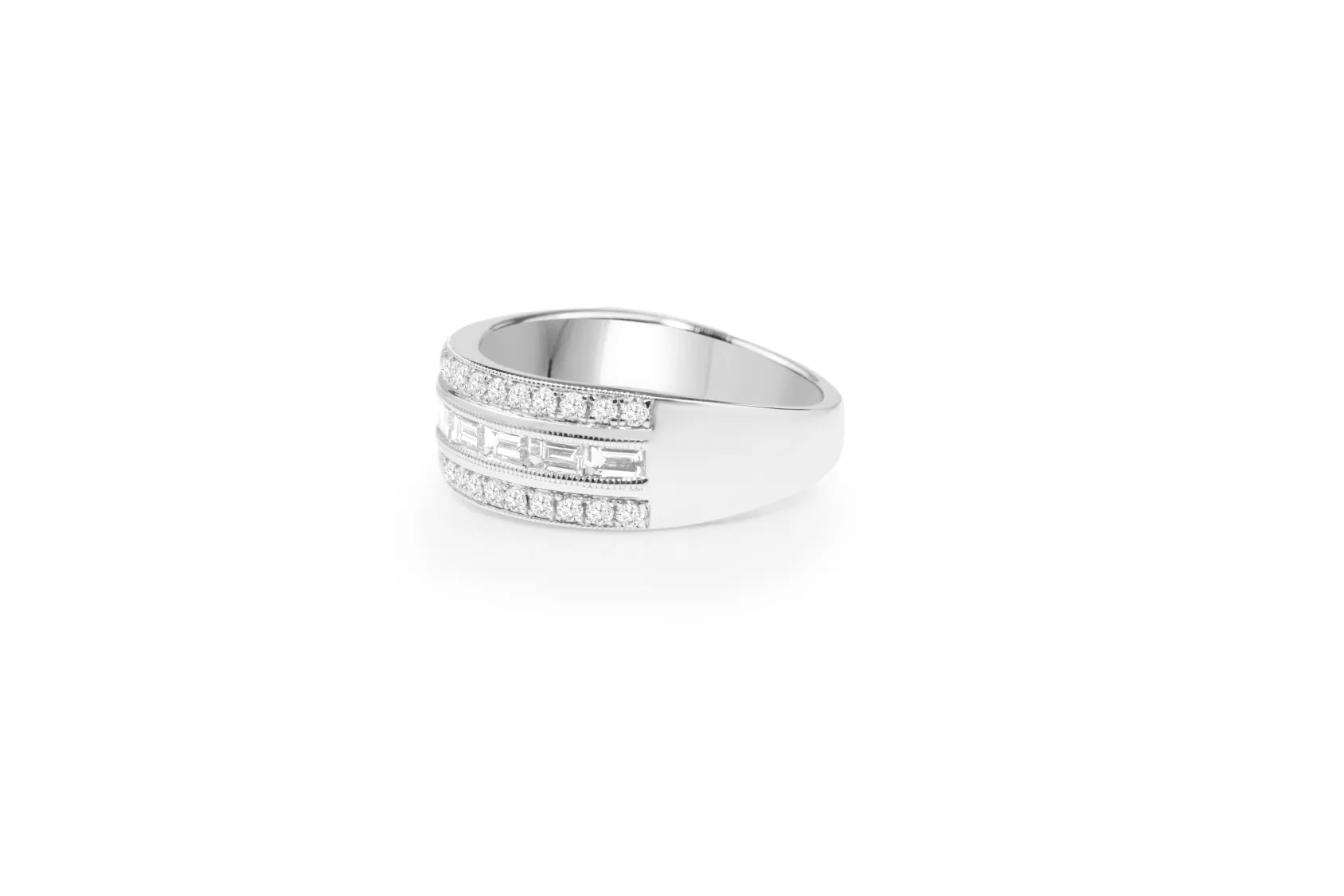 9ct White Gold Wide Diamond Band