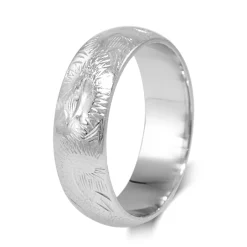 9ct White Gold Wide Engraved Band Ring