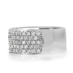 18ct White Gold Wide Pavé Diamond Band Ring