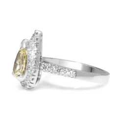 18ct White Gold Yellow Pear Diamond Halo Ring
