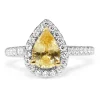 18ct White Gold Yellow Sapphire and Diamond Halo Ring