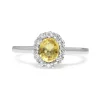 18ct White Gold Yellow Sapphire and Diamond Halo Ring
