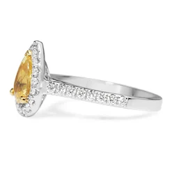 18ct White Gold Yellow Sapphire and Diamond Halo Ring