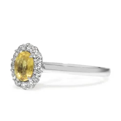 18ct White Gold Yellow Sapphire and Diamond Halo Ring