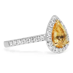 18ct White Gold Yellow Sapphire and Diamond Halo Ring
