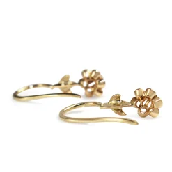 14ct Yellow and Green Gold Antique Old Cut Diamond Daisy Earrings