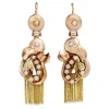 15ct Yellow and Rose Gold Antique Pearl and Tassel Earrings