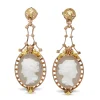 14ct Yellow and Rose Gold Antique Cameo Drop Earrings