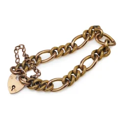 9ct Yellow and Rose Gold Antique 'Day and Night' Curb Link Bracelet