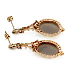 14ct Yellow and Rose Gold Antique Cameo Drop Earrings