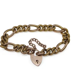 9ct Yellow and Rose Gold Antique 'Day and Night' Curb Link Bracelet