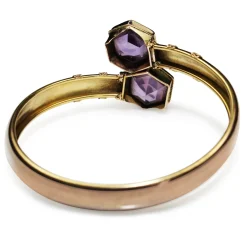 15ct Yellow and Rose Gold Amethyst Moi et Toi Crossover Bangle