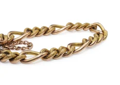 9ct Yellow and Rose Gold Antique 'Day and Night' Curb Link Bracelet