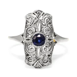 18ct Yellow and White Art Deco Sapphire and Diamond Ring