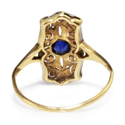 18ct Yellow and White Art Deco Sapphire and Diamond Ring