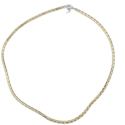 18ct Yellow and White Fancy Link Necklace with Heart Clasp