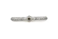 14ct Yellow and White Gold Antique Diamond and Onyx Brooch