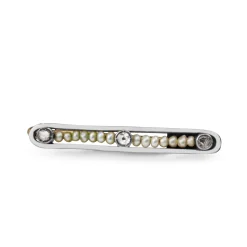 18ct Yellow and White Gold Antique Seed Pearl and Rose Cut Diamond Brooch