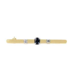 18ct Yellow and White Gold Sapphire and Diamond Bar Brooch
