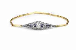 18ct Yellow and White Gold Sapphire and Diamond Art Deco Bracelet