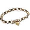 9ct Yellow and White Gold Belcher Link Bracelet with Heart Padlock