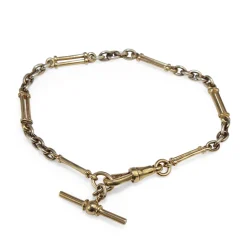 9ct Yellow and White Gold Fob Style Bracelet