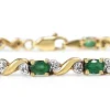 10ct Yellow and White Gold Emerald and Diamond Bracelet