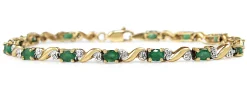 10ct Yellow and White Gold Emerald and Diamond Bracelet