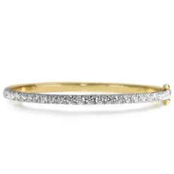 9ct Yellow and White Gold 3.05ct Hinged Diamond Bangle