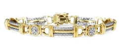 14ct Yellow and White Gold Vintage Diamond Bracelet