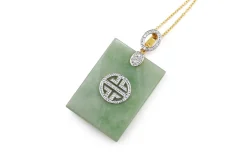 14ct Yellow and White Gold Jade and Diamond Necklace