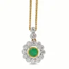 18ct Yellow and White Gold Emerald and Diamond Necklace