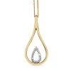 9ct Yellow and White Gold Diamond Teardrop Necklace