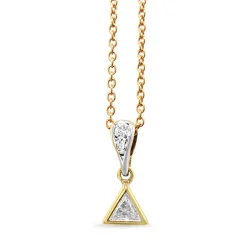 10ct Yellow and White Gold Trillion Diamond Solitaire Pendant