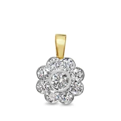 18ct Yellow and White Gold Diamond Daisy Necklace