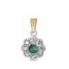 9ct Yellow and White Gold Emerald and Diamond Daisy Pendant