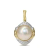 14ct Yellow and White Gold Mabé Pearl and Diamond Enhancer Pendant