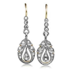 18ct Yellow and White Gold Antique Old Cut Diamond Earrings