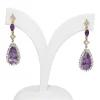14ct Yellow and White Gold Amethyst and Diamond Drop Earrings
