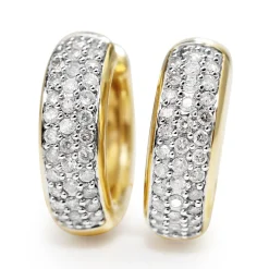 14ct Yellow and White Gold Diamond Hoop Earrings