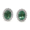 14ct Yellow and White Gold Daisy Style Emerald and Diamond Earrings