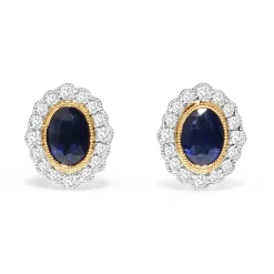 18ct Yellow and White Gold Sapphire and Diamond Earrings
