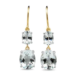 9ct Yellow and White Gold Aquamarine Drop Earrings