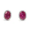 9ct Yellow and White Gold Ruby and Diamond Halo Earrings