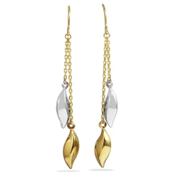 9ct Yellow and White Gold 2 Tone Drop Earrings