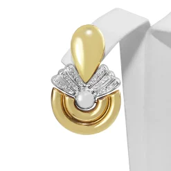 18ct Yellow and White Gold Retro Diamond Earrings