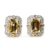 9ct Yellow and White Gold Citrine and Diamond Deco Style Earrings